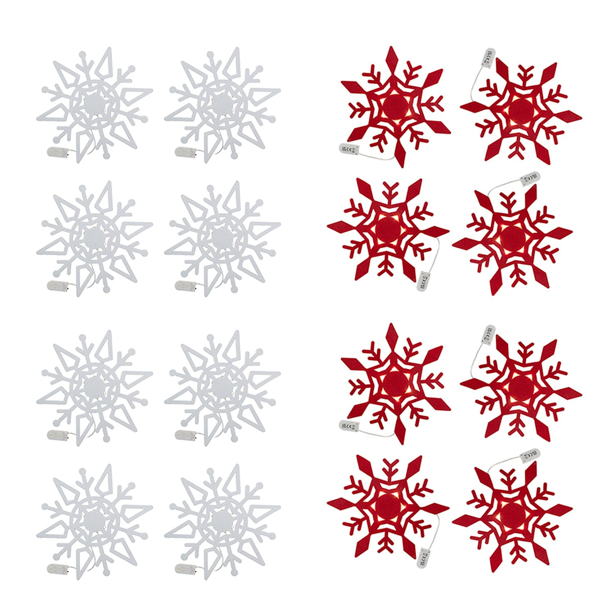Set of 16 Snowflake Table Decorations Red and White (each 8) 221279285 0