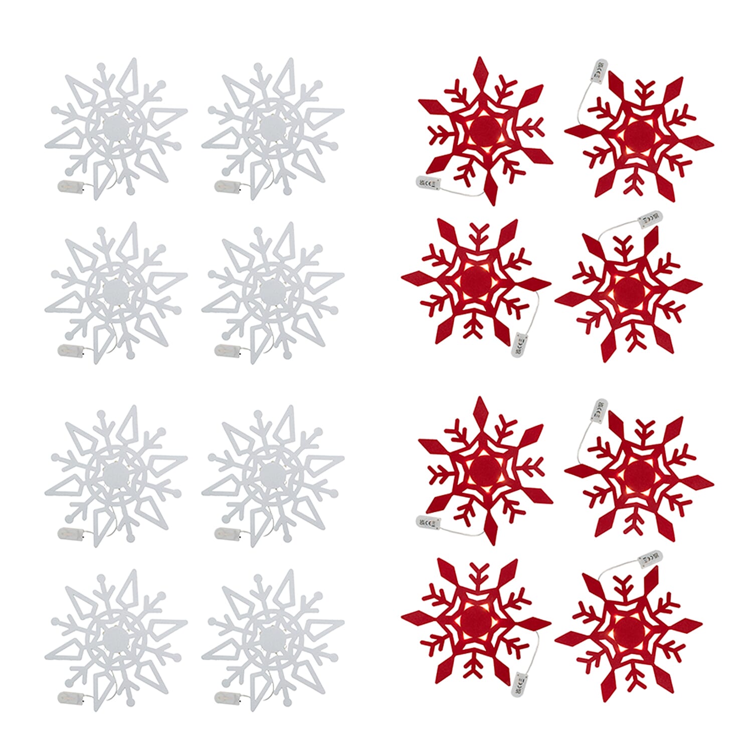 Set of 16 Snowflake Table Decorations Red and White (each 8) 221279285 0