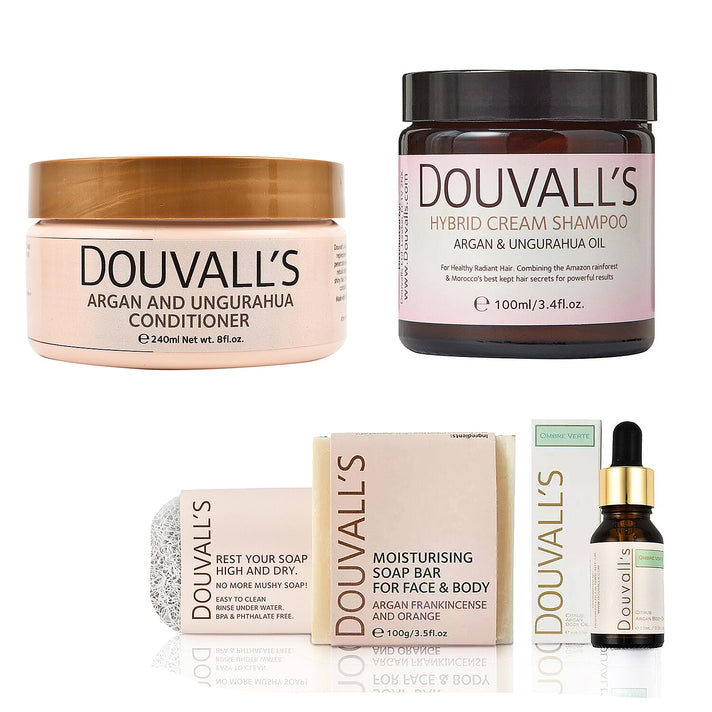 Douvallâ€™s Christmas Pamper Gift Set â€“ Frankincense Soap, Body Oil and Haircare 221279662 1
