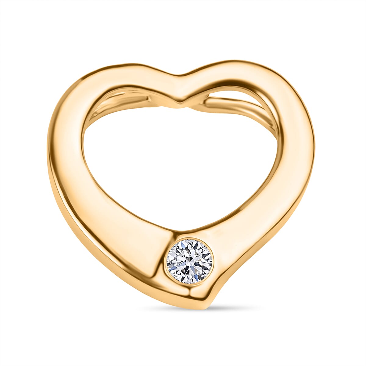 Luxuriant Golden Heart Christmas Gift Set - Lab Grown Diamond Solitaire Heart Pendant &amp; Drop Heart Earrings in 18K Vermeil Yellow Gold Plated Sterling Silver (SI G-H) 221281083 1