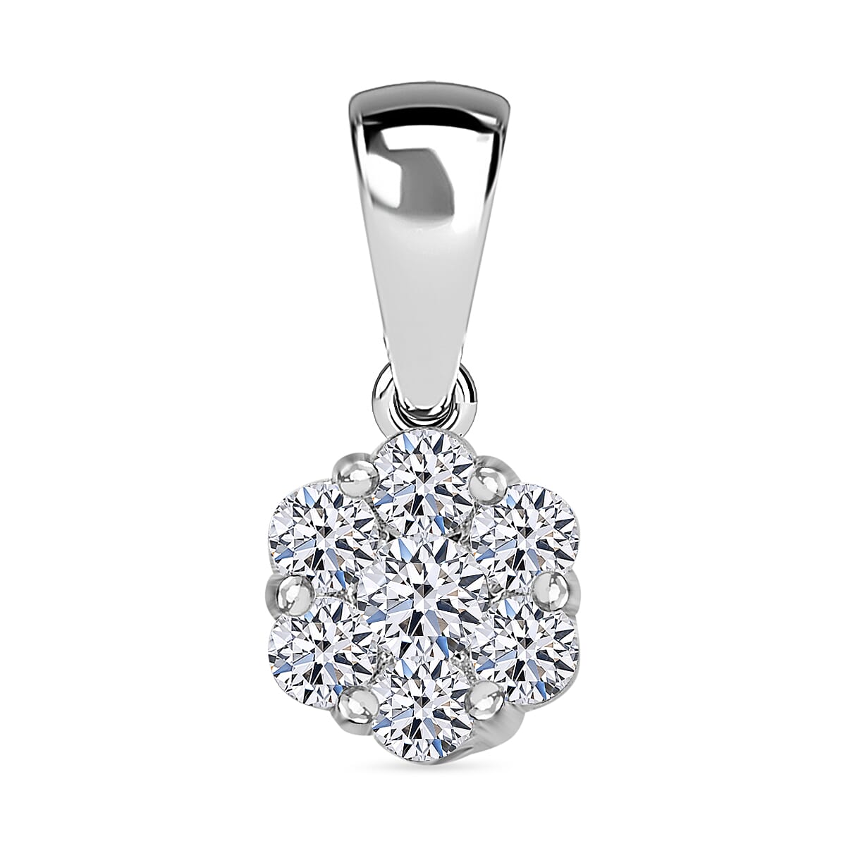 Luxuriant Spark Christmas Gift - Lab Grown Diamond Pressure Set Pendant &amp; Stud Earrings in Rhodium Overlay Sterling Silver (SI G-H) 221281085 1