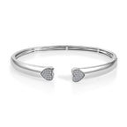 Luxuriant Gift of Timeless Love - Lab Grown Diamond Openable Heart Bangle 7.5 Inch & Heart Pendant with Chain (Size 18-2 Ext.) with Spring Ring Clasp in Rhodium Overlay Sterling Silver (SI-GH)
