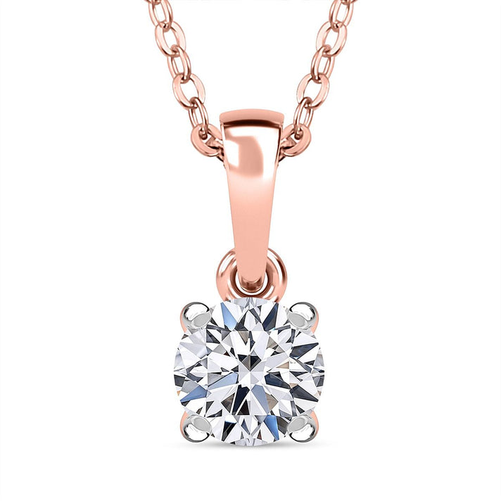Luxuriant Radiant Rose Christmas Gift Set - Lab Grown Diamond Pendant with Chain (Size20) with Spring Ring Clasp &amp; Stud Push Back Earrings  in 18K Vermeil Rose Gold Plated Sterling Silver (SI G-H) 221281208 2