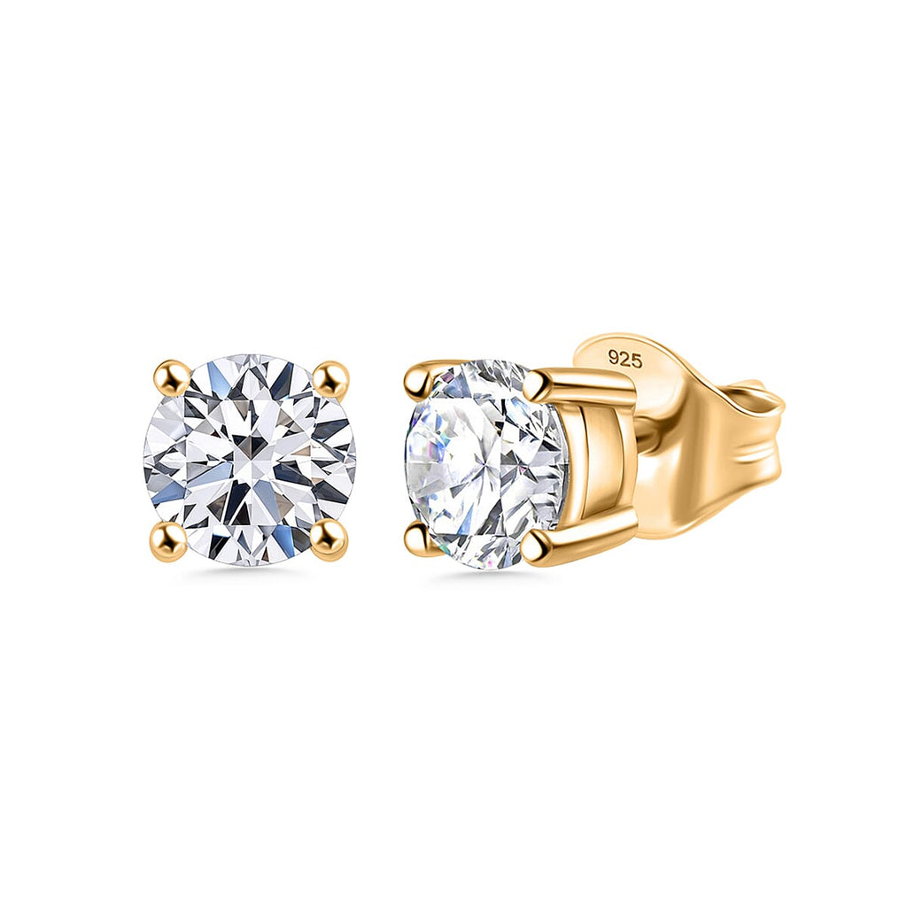 Luxuriant Golden Glow Christmas Gift Set - Lab Grown Diamond Pendant with Chain (Size 20) with Spring Ring Clasp & Stud Push Back Earrings in 18K Vermeil Yellow Gold Plated Sterling Silver (SI G-H)