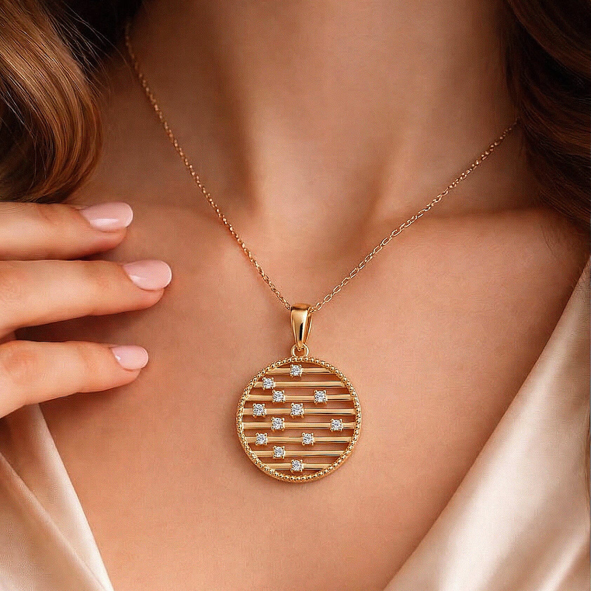 Set of 2 - Moissanite Pendant with Chain (Size 18) in Rhodium Overlay &amp; Yellow Gold Plated Sterling Silver 221281622 1