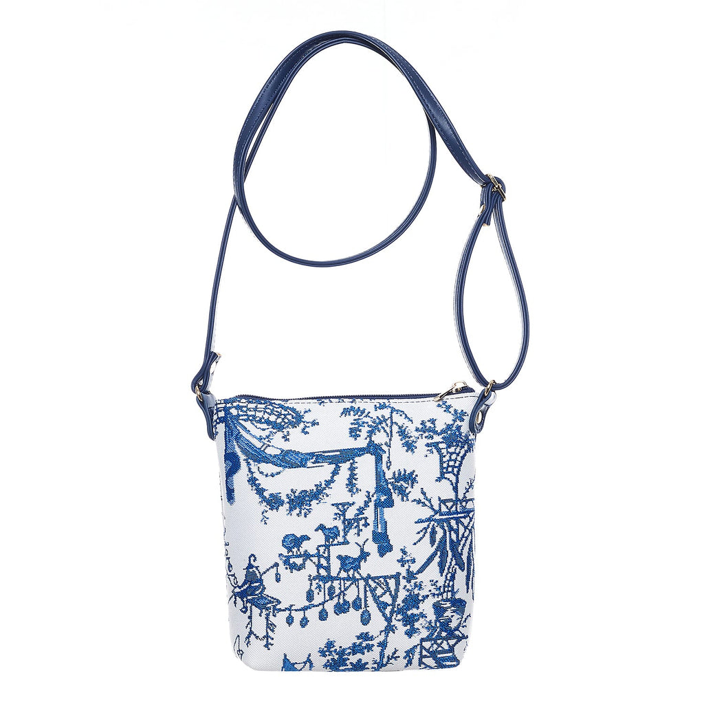 Signare Tapestry Christmas Gift Duo - Designer Inspired Chinoiserie Sling Bag Zip Coin Purse with Chinoserie Cosmetic Bag