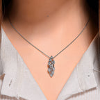 Set of 3 - RADIANTA GRA Certified Moissanite Pendants with Chains (Size 18) in Rhodium Overlay Sterling Silver
