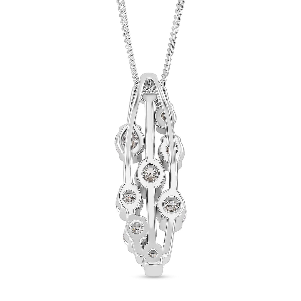 Set of 3 - RADIANTA GRA Certified Moissanite Pendants with Chains (Size 18) in Rhodium Overlay Sterling Silver