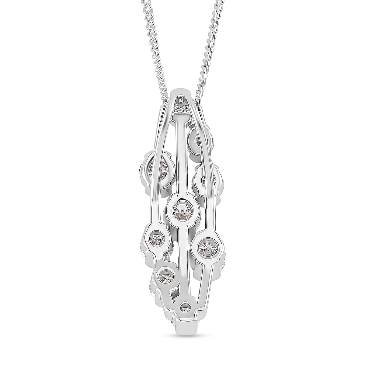 Set of 3 - RADIANTA GRA Certified Moissanite Pendants with Chains (Size 18) in Rhodium Overlay Sterling Silver 221288514 4
