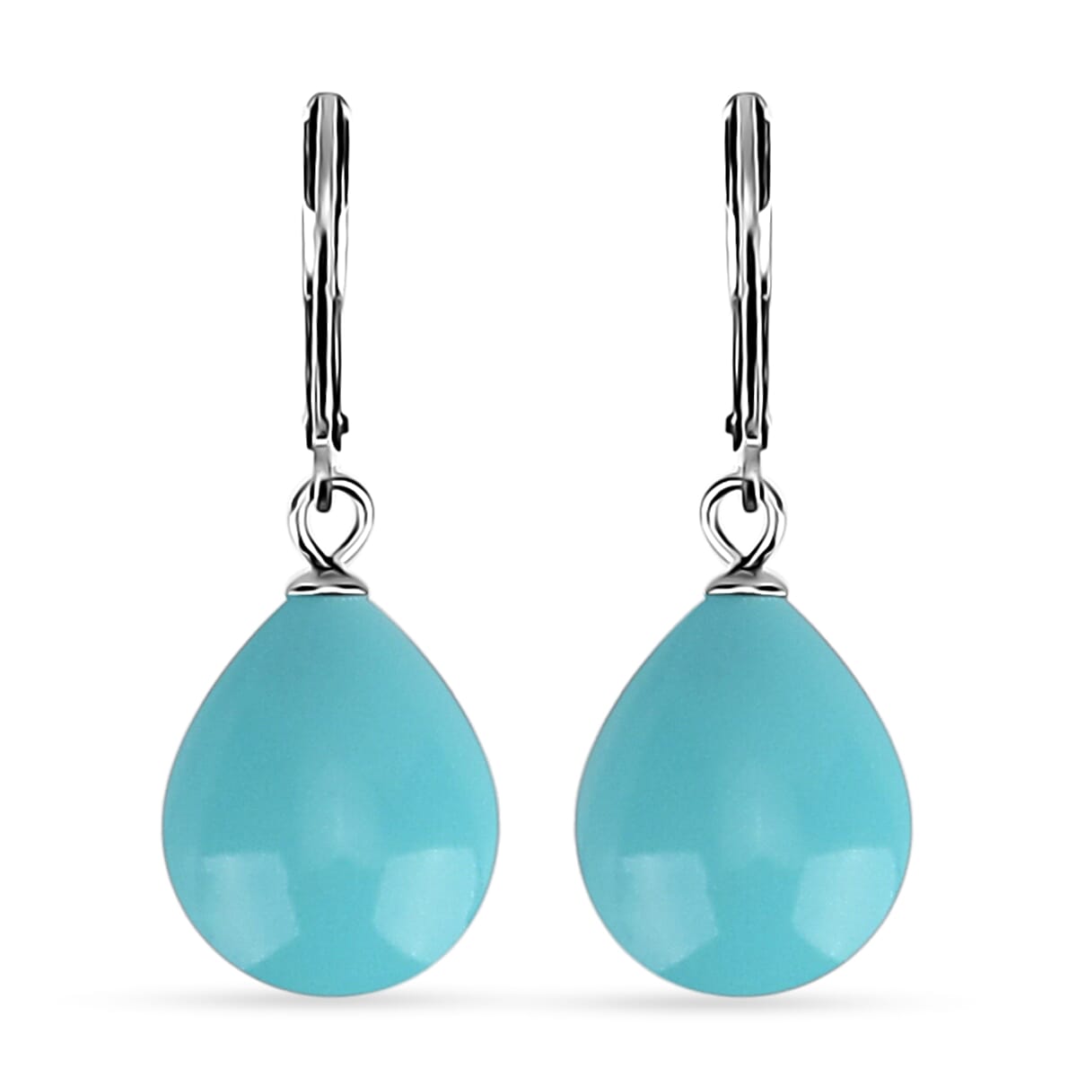 Set of Sleeping Beauty Color Shell Pearl Pendant with Chain (Size 20) &amp; Blue Shell Pearl Drop Earring in Silber Tone 221296075 3