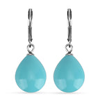 Set of Sleeping Beauty Color Shell Pearl Pendant with Chain (Size 20) & Blue Shell Pearl Drop Earring in Silber Tone