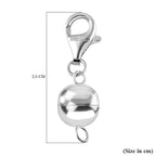 Set of 2 - Round Shape Magnetic Lock with Lobster Clasp in Rhodium Overlay Sterling Silver