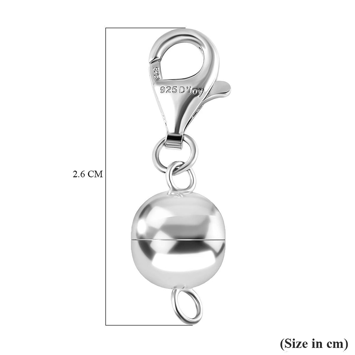 Set of 2 - Round Shape Magnetic Lock with Lobster Clasp in Rhodium Overlay Sterling Silver 221297904 6