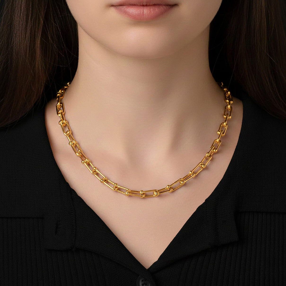 Glamour and Glitz Jewellery Set - Moissanite Yellow O-lay Studs, Industrial Link Yellow Overlay Necklace and Bracelet, Floral Harmany Bangle, South Sea Color Golden Shell Pearl Necklace and Pendant 221297919 7