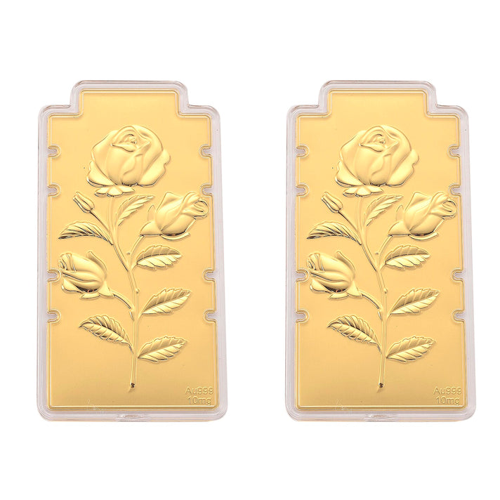 Set of 2 - 24K Yellow Gold (99.9% Purity) Rose Flower Embossed Foil 221297939 1