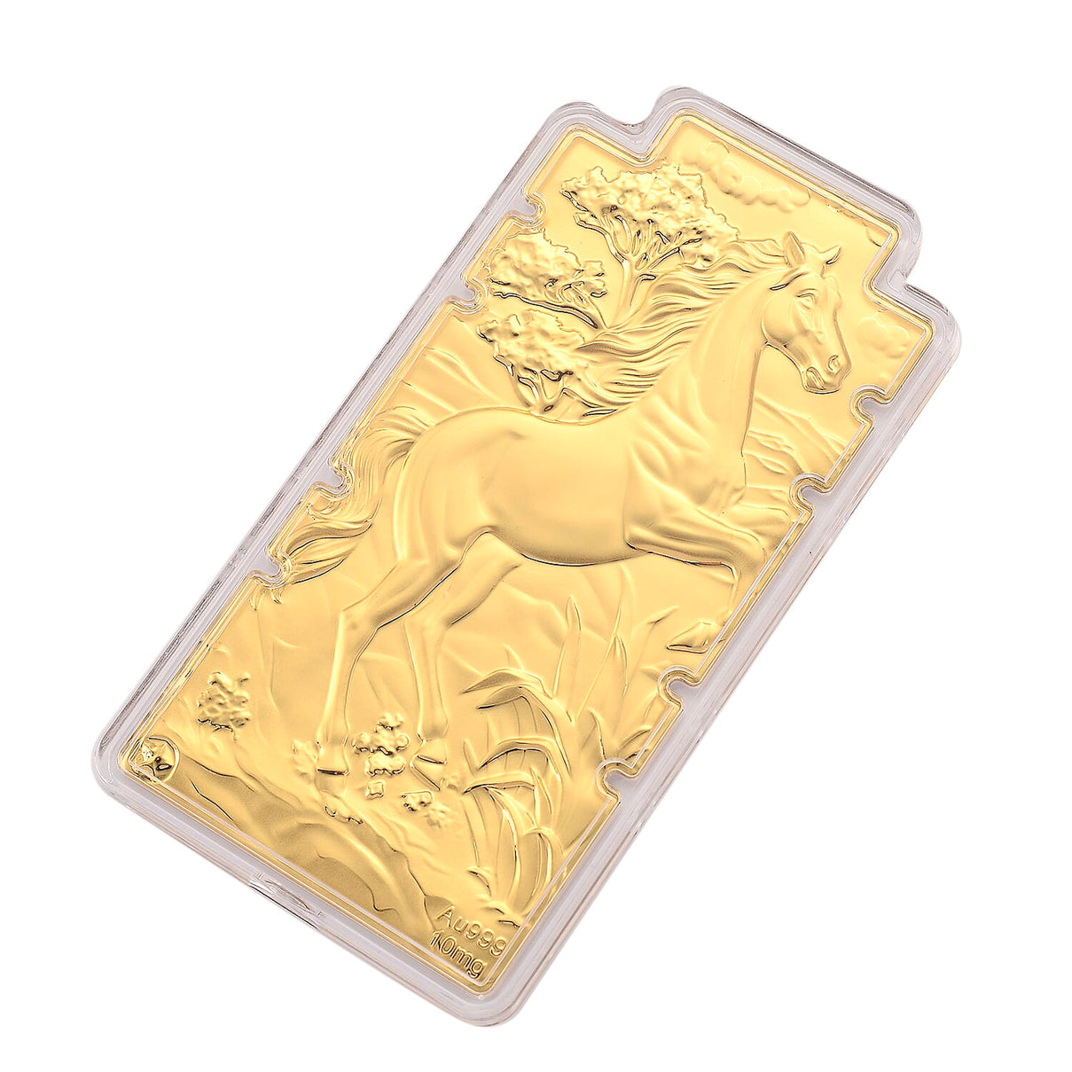 Set of 2 - 24K Yellow Gold (99.9% Purity) Large Horse Embossed Treasure - Symbolising Energy, Success &amp; Freedom 221297940 2