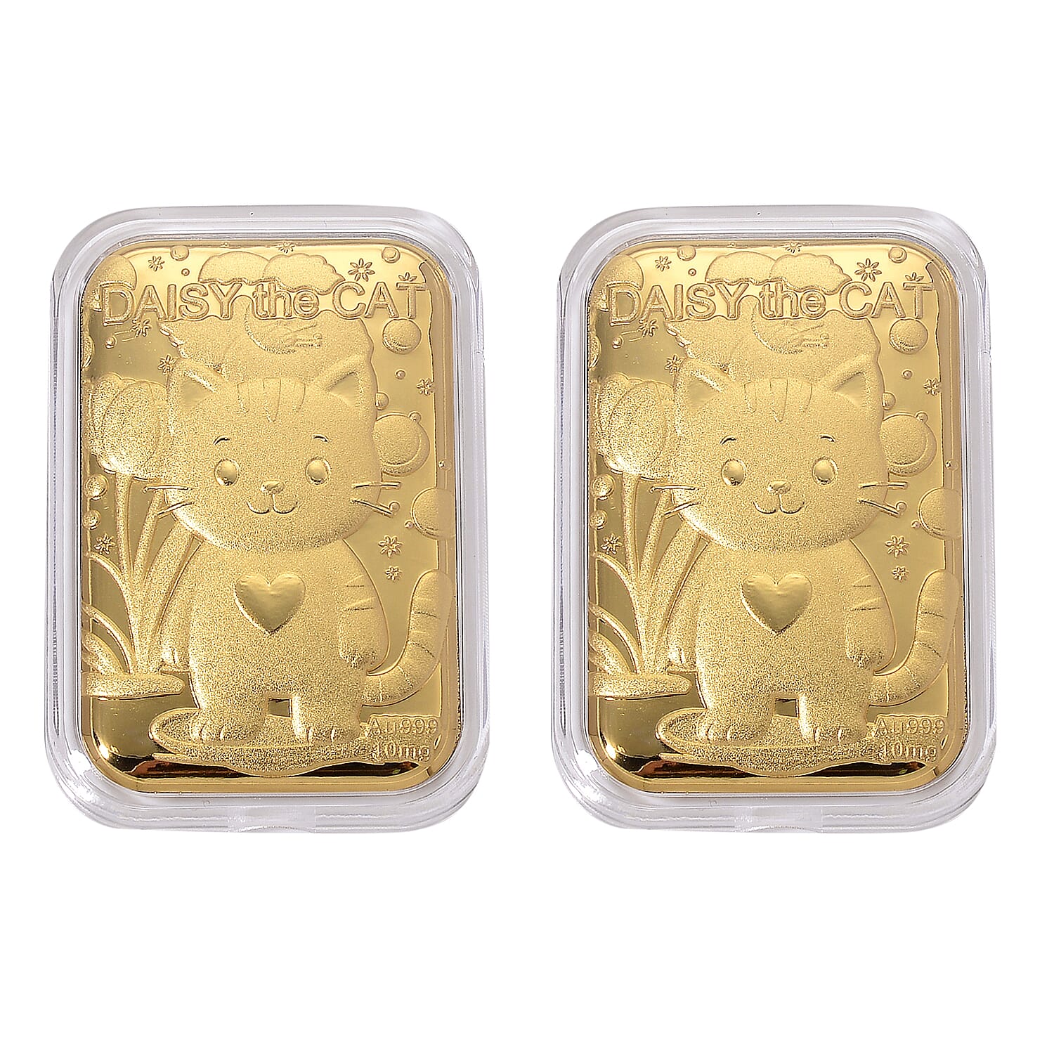 Set of 2 - 24K Yellow Gold Blossom Kitty Embossed Foil 221297944 0