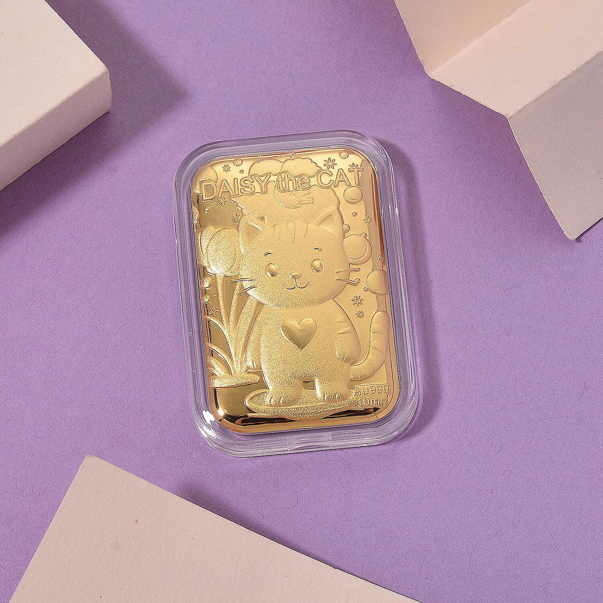 Set of 2 - 24K Yellow Gold Blossom Kitty Embossed Foil 221297944 1