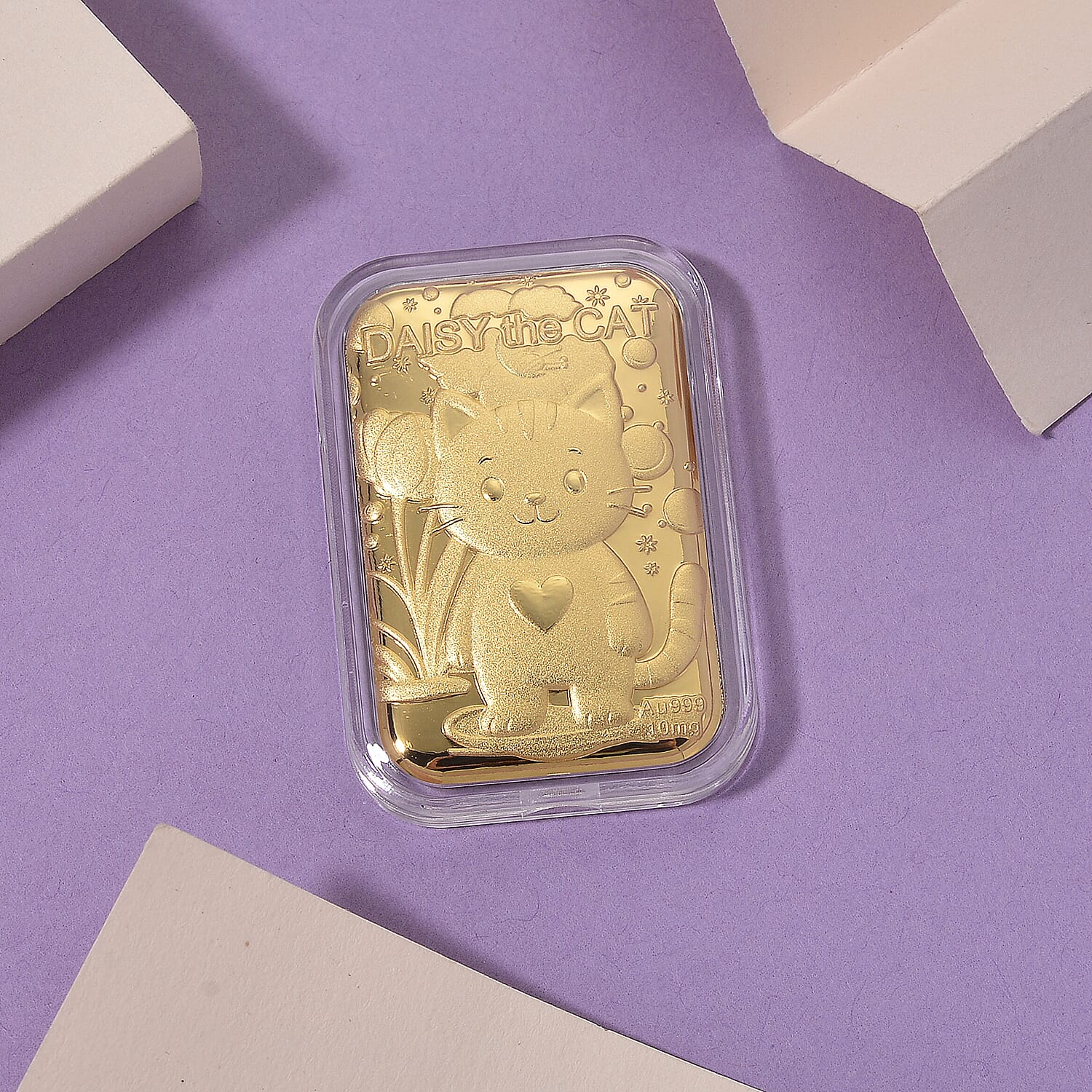 Set of 2 - 24K Yellow Gold Blossom Kitty Embossed Foil 221297944 1