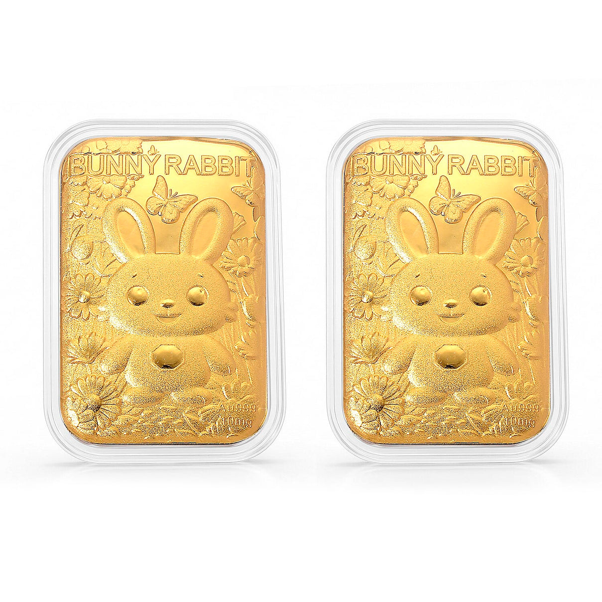 Set of 2 - 24K Yellow Gold Rabbit Embossed Foil 221297948 0