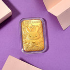 Set of 2 - 24K Yellow Gold Rabbit Embossed Foil