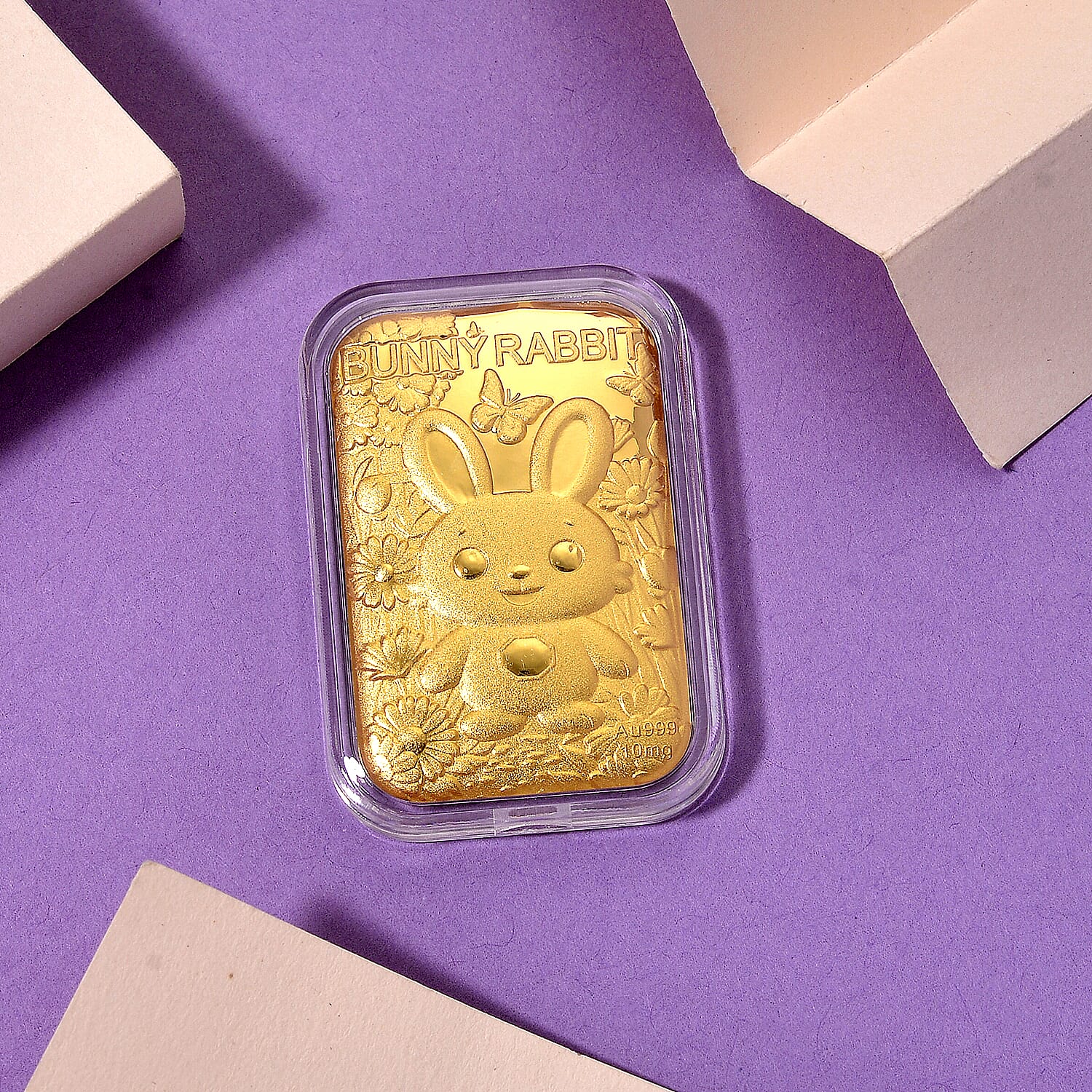Set of 2 - 24K Yellow Gold Rabbit Embossed Foil 221297948 1