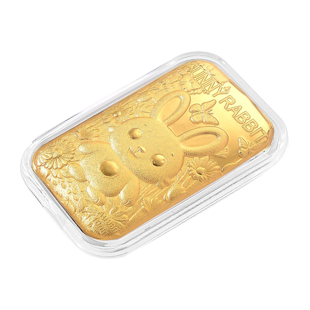 Set of 2 - 24K Yellow Gold Rabbit Embossed Foil