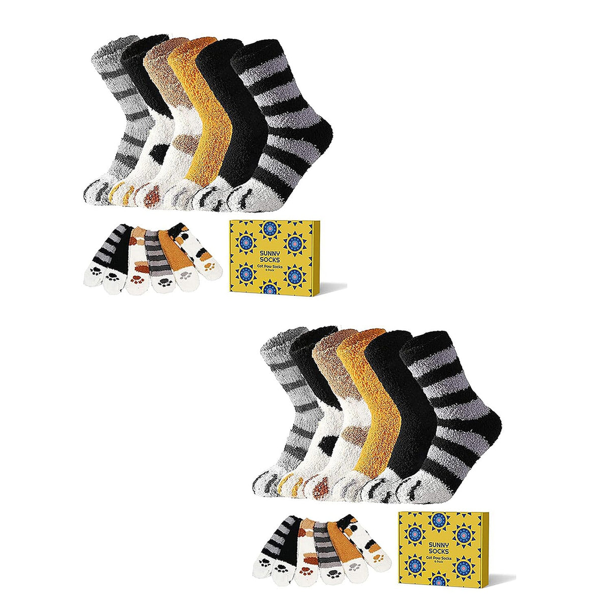 SUNNY SOCKS - 12  Pairs Cute Cat Paw Socks for Women (Size 3 to 7) 221298051 0