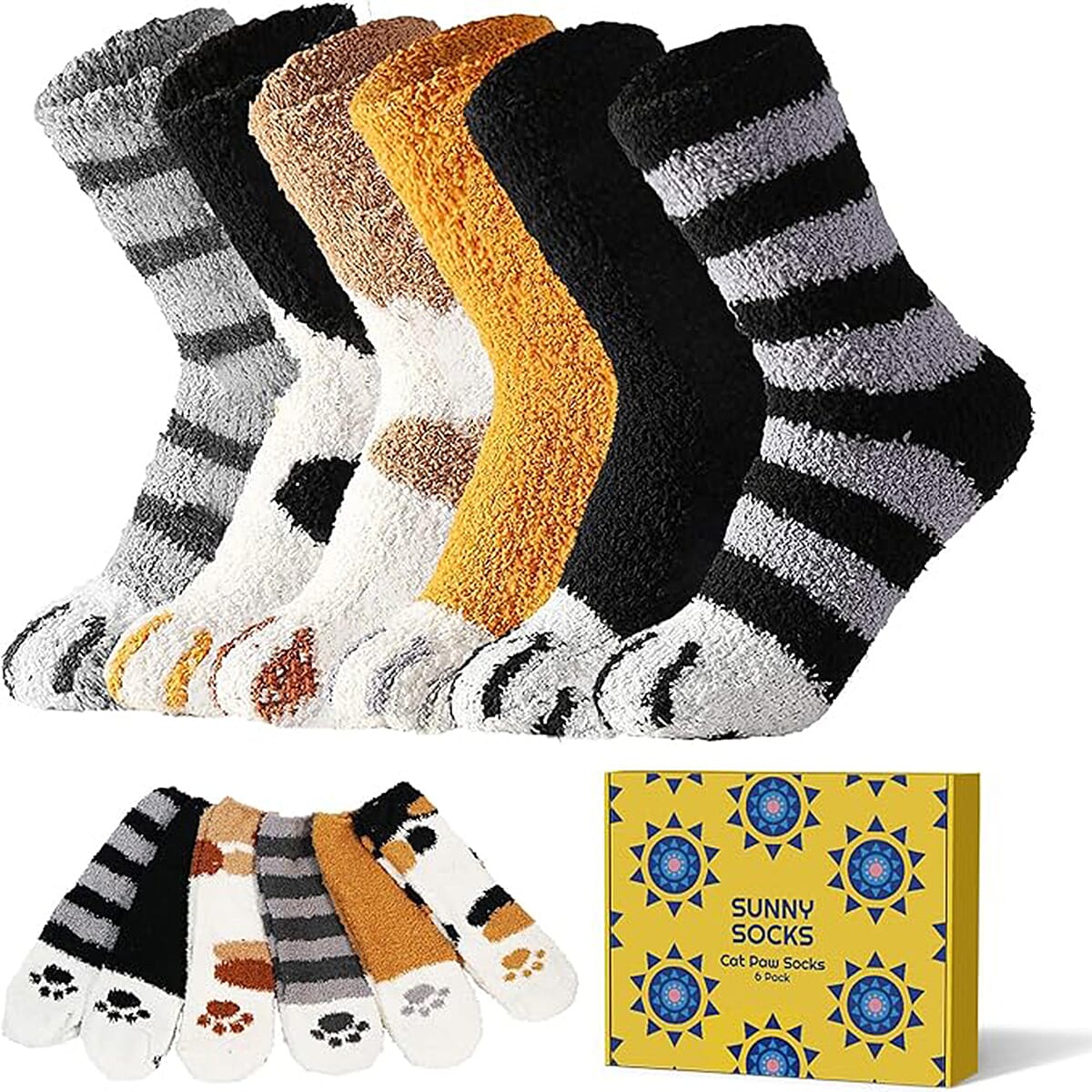 SUNNY SOCKS - 12  Pairs Cute Cat Paw Socks for Women (Size 3 to 7) 221298051 1