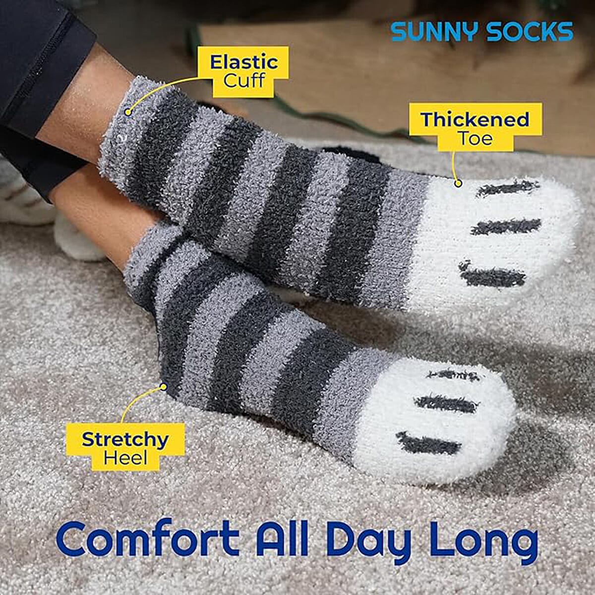 SUNNY SOCKS - 12  Pairs Cute Cat Paw Socks for Women (Size 3 to 7) 221298051 2