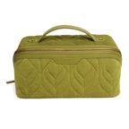 Alice Wheeler London Luxury Velvet Quilted Vanity Bag with FREE Round Compact Mirror - Green
