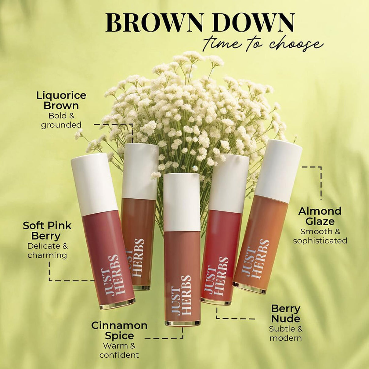 Just Herbs- Set of 10 - Ayurvedic Liquid Matte Finish Lipstick Kit - Pinks and Browns 221298336 2