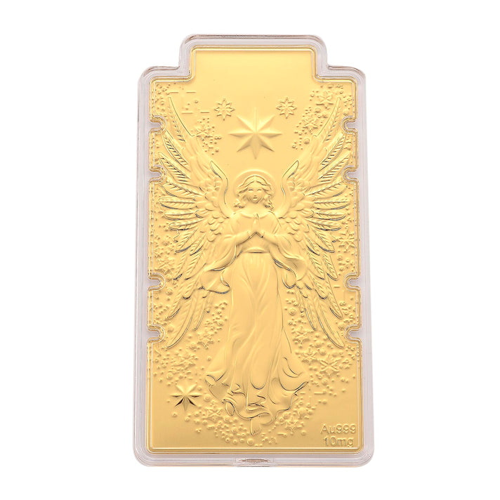 24K Yellow Gold (99.9% Purity) Large Angel Embossed Treasure - Serving as a Guardian Emblem for Peace &amp; Spiritual Protection 221298382 2