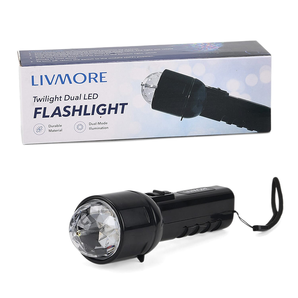 Set of 2 LIVMORE Twilight Dual LED Flashlight With Colour Change Party Light 221298398 8