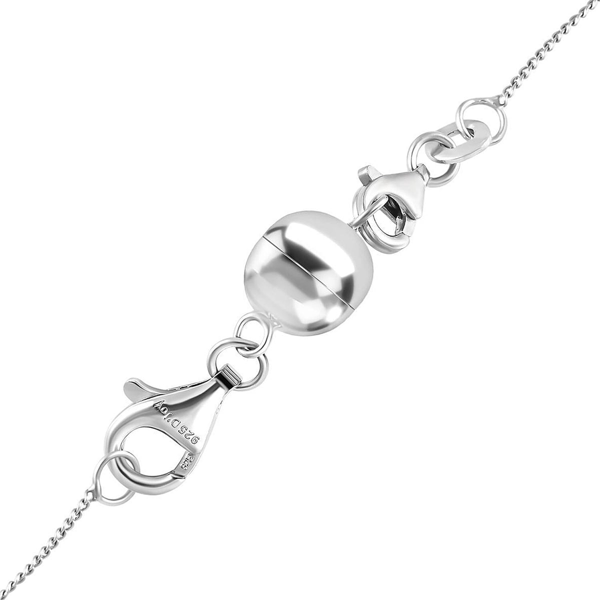 Set of 3 - Round Shape Magnetic Lock with Lobster Clasp in Rhodium Overlay Sterling Silver 221298401 4