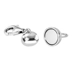 Set of 3 - Round Shape Magnetic Lock with Lobster Clasp in Rhodium Overlay Sterling Silver