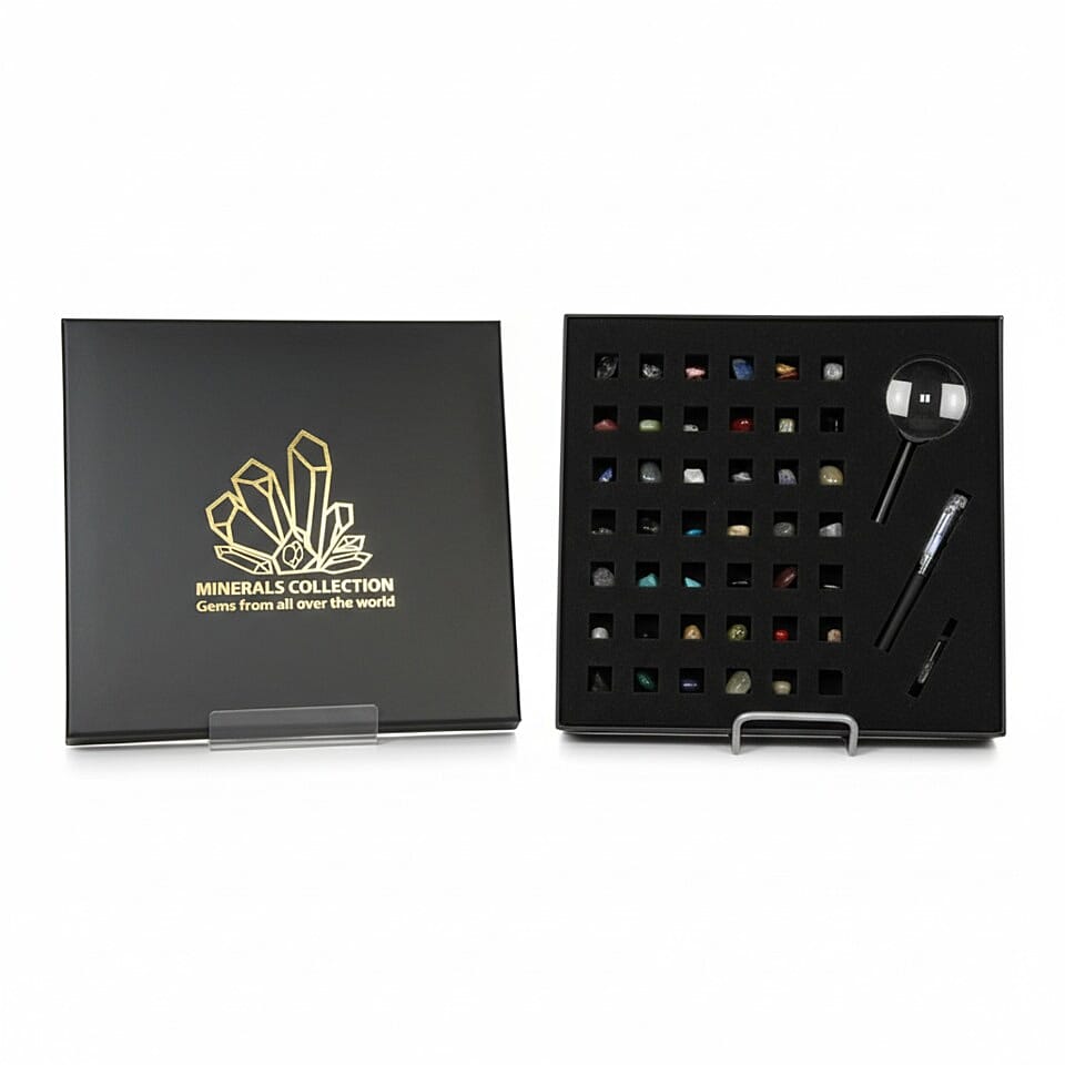 59 In One COLLECTOR'S EDITION Bundle deal - The Mineral Collection - 45 in 1 Comprehensive Set with Magnifying Glass &amp;  Collection of 14 Gemstone Wish Bottles 221298685 0