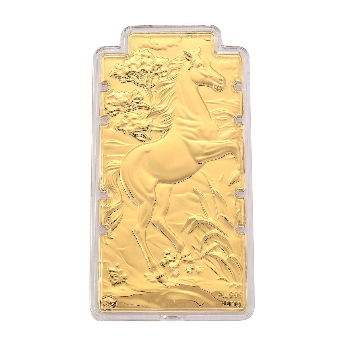 Set of 2 - 24K Yellow Gold (99.99% Purity) Embossed Maneki Neko Cat &amp; Horse Pattern Collectables 221301968 1