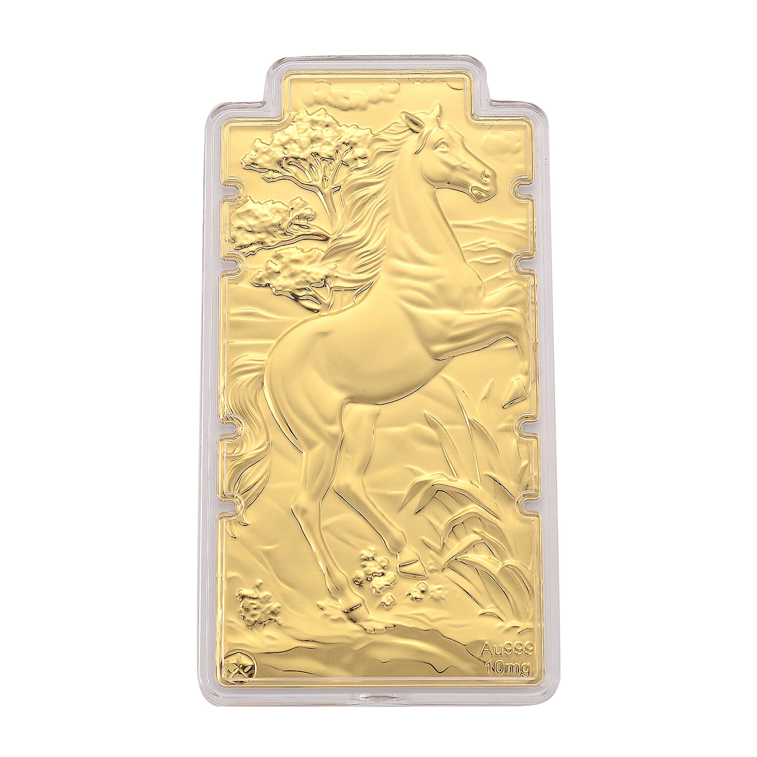 Set of 2 - 24K Yellow Gold (99.99% Purity) Embossed Maneki Neko Cat &amp; Horse Pattern Collectables 221301968 1