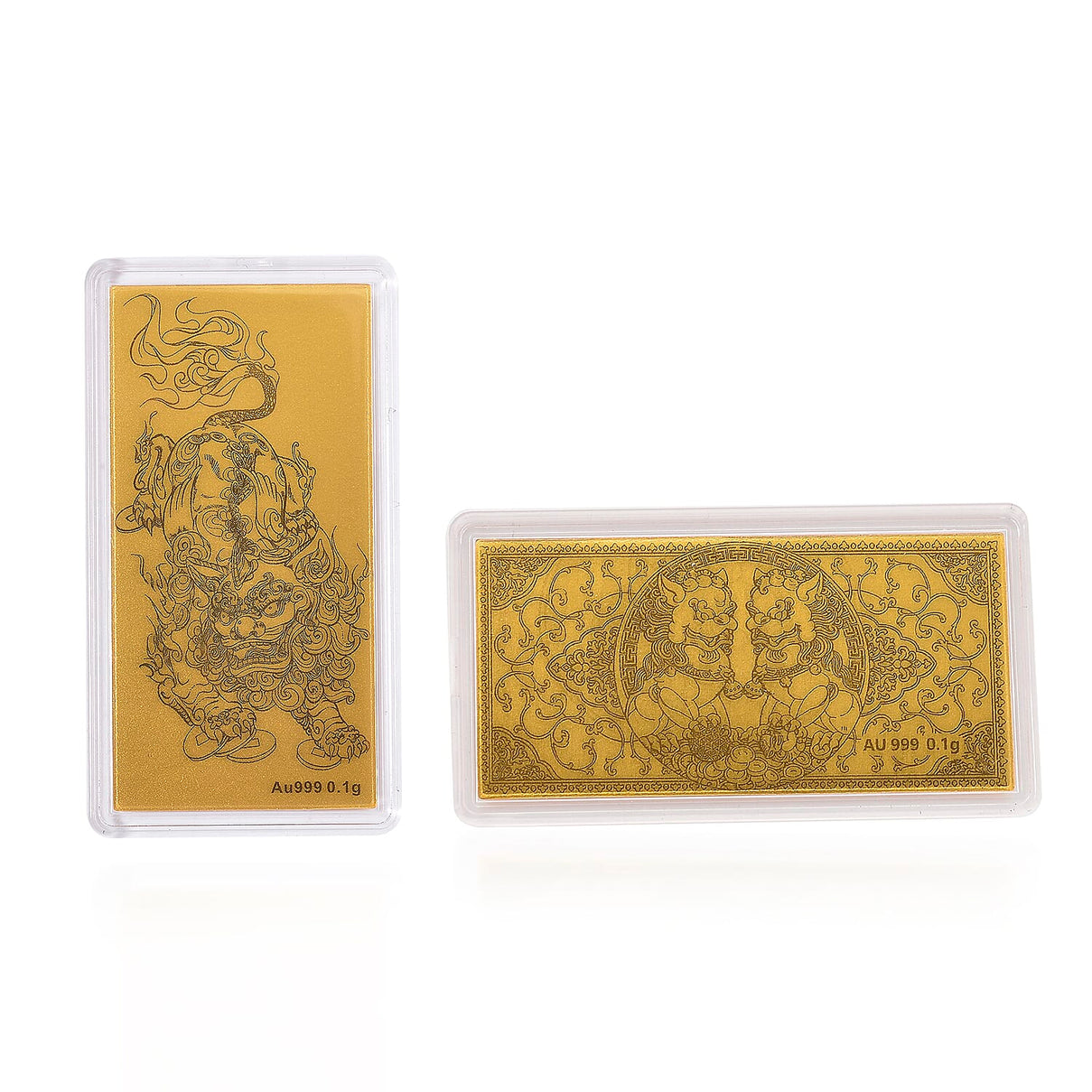 Set of 2 - 24K Yellow Gold (99.99% Purity) Embossed Pixiu Collectables 221301970 0