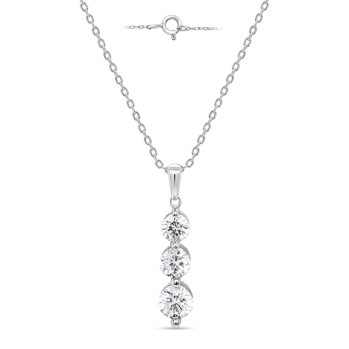 FIND OF THE MONTH- New York Close Out Deal-14K White Gold Natural Diamond I1-I2-GH Pendant 1.00 Ct. With Chain 221307724 1