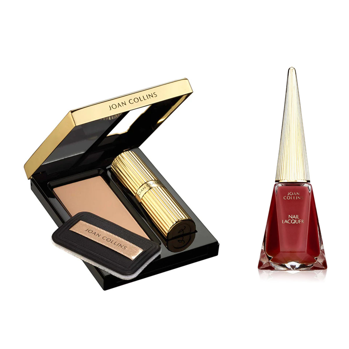 Joan Collins Timeless Beauty Compact Duo Lipstick, Powder &amp; Nail Polish- Burgundy 221308223 0