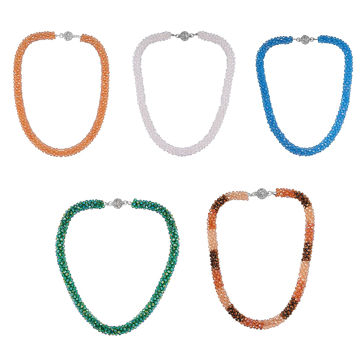 Set of 5 Crystal Necklaces with Austrian Crystal Embellished Magnetic Clasp (Assorted Colours) 221309600 0