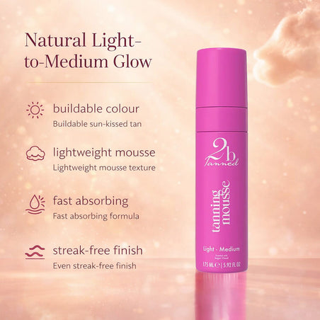 Set of 2 2bTanned Self Tanning Mousse â€“ Light to Medium &amp; Medium to Dark (175ml Each). 221309647 2
