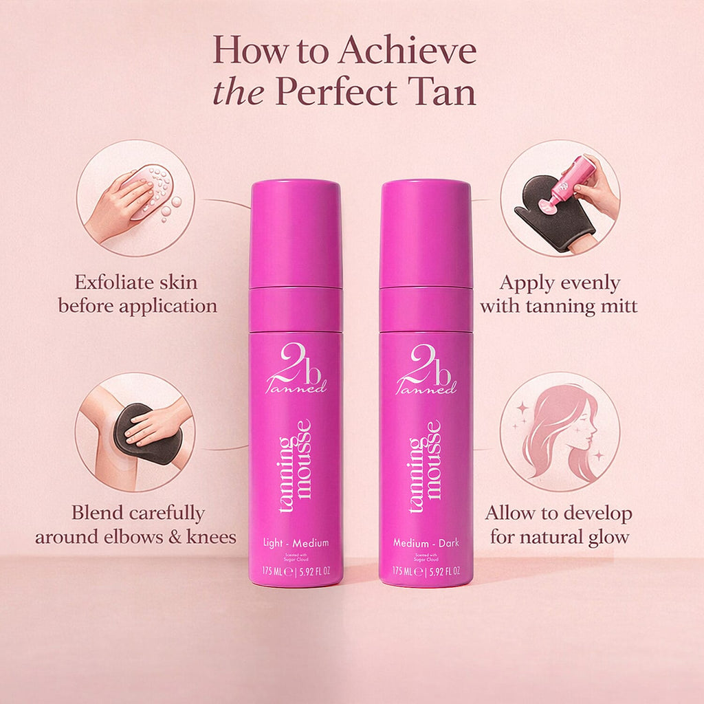 Set of 2 2bTanned Self Tanning Mousse – Light to Medium & Medium to Dark (175ml Each).