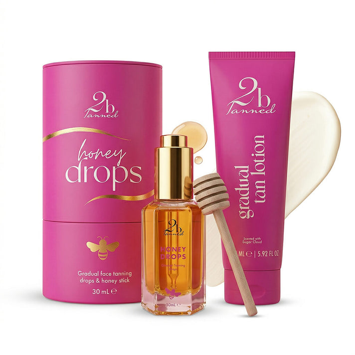 Set of 2 2bTanned Honey Drops for Self Tanning (50ml) &amp; Gradual Tanning Lotion (175ml). 221309650 1
