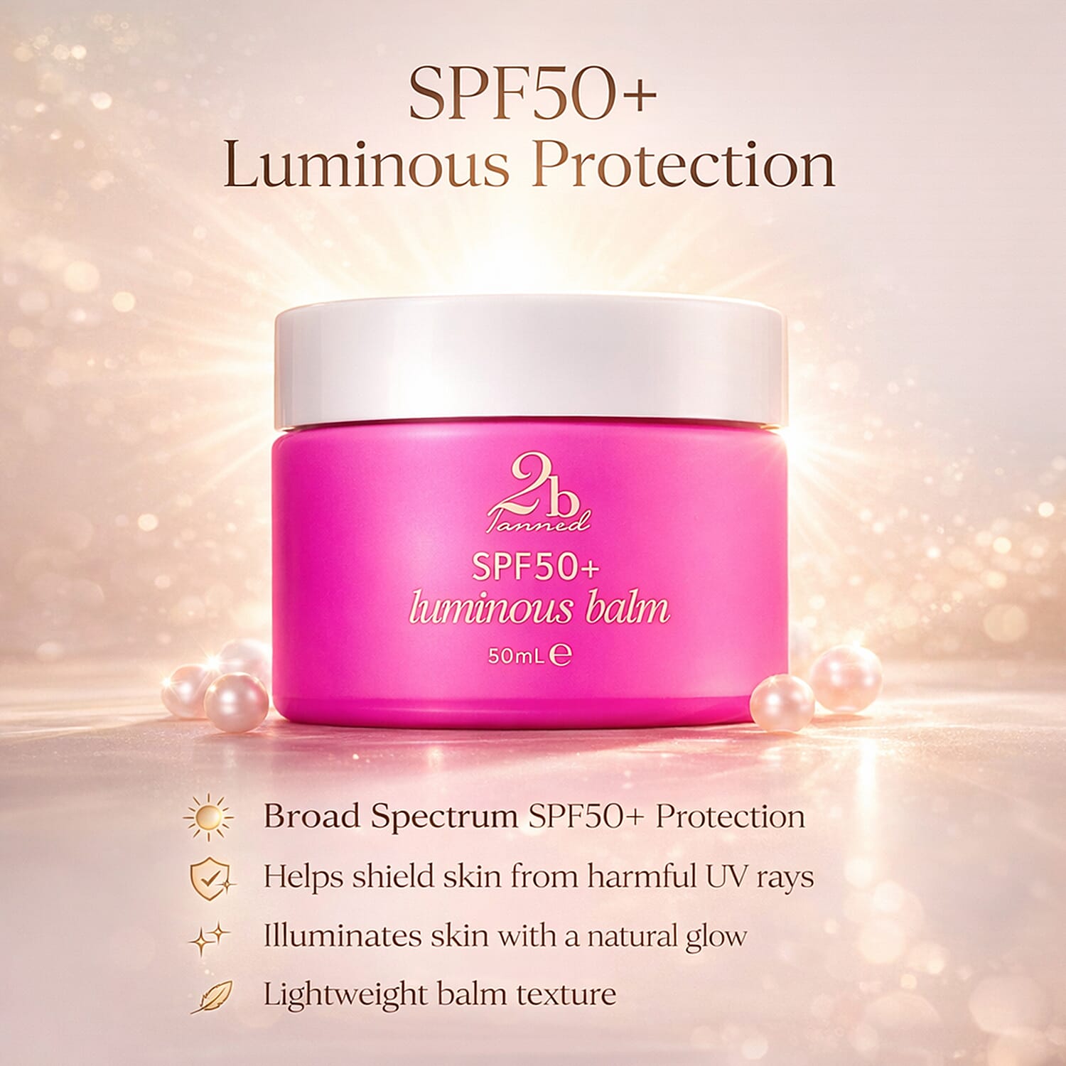 Set of 2 2bTanned SPF50 Luminous Balm (50ml) &amp; Self Tanning Water (100ml) 221309653 4