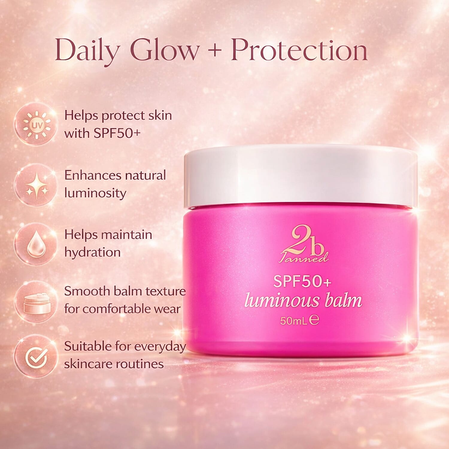 Set of 2 2bTanned SPF50 Luminous Balm (50ml) &amp; Self Tanning Water (100ml) 221309653 6