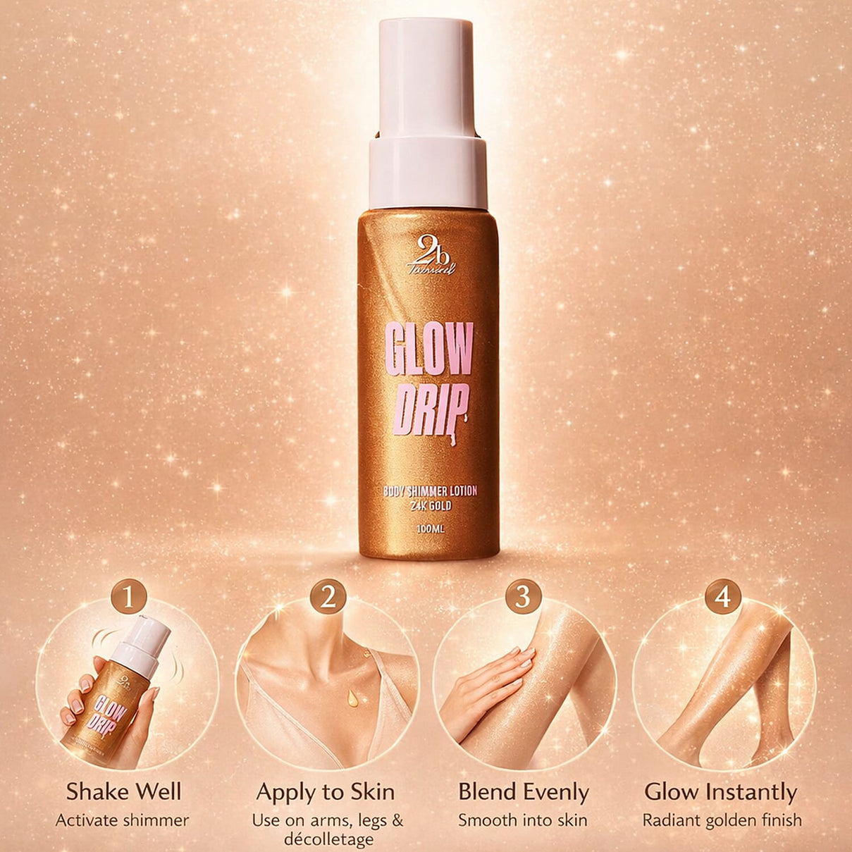 Set of 3 2bTanned â€“ Self Tanning Mousse Light to Medium (175ml), Glow Drip 24K Gold (100ml) &amp; Extreme Intensifying Cream Peach (200ml) 221309657 7