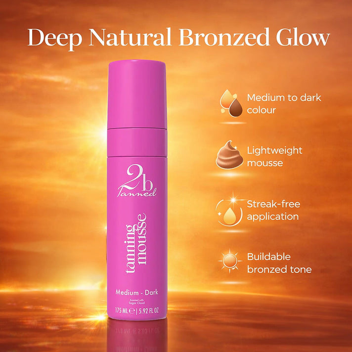 Set of 2 2bTanned â€“ Self Tanning Mousse Medium to Dark (175ml) &amp; Glow Drip 24K Gold (100ml) 221309659 2